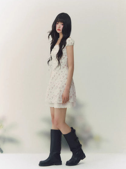 Floral Polka Waist Dress