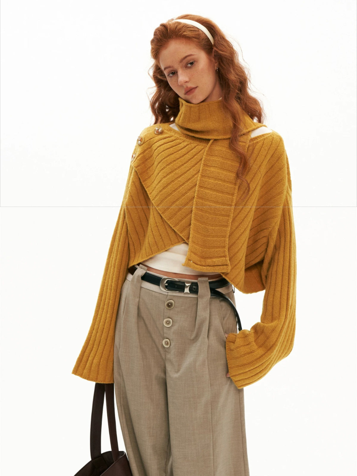 Cross Neck Recycled Knit Sweater