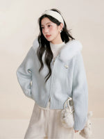 Fur Collar Knit Cardigan