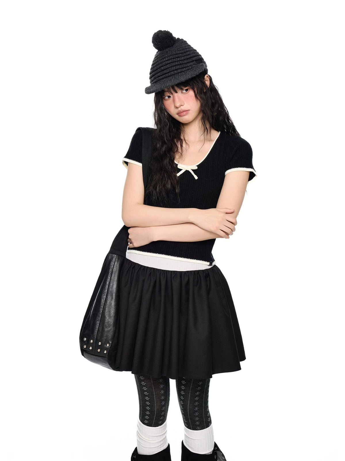 Bow Knit Short Sleeve Top