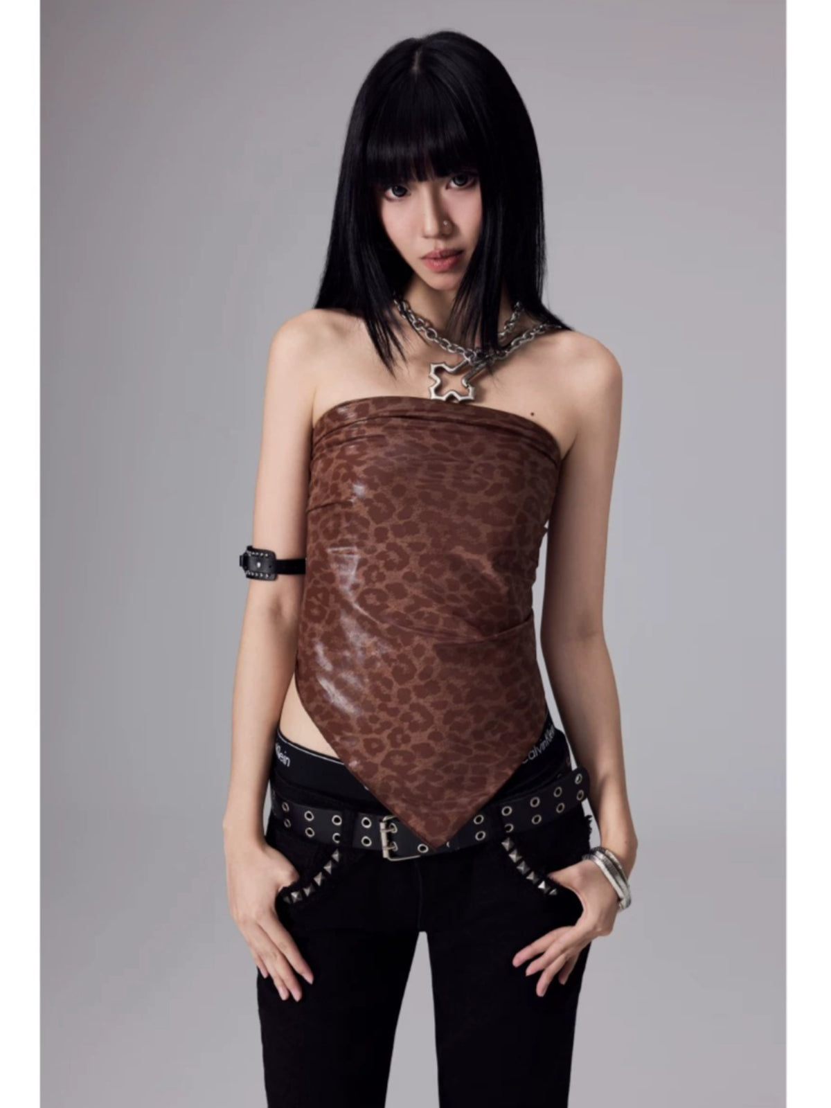 Silk Scarf Print Bandeau Top