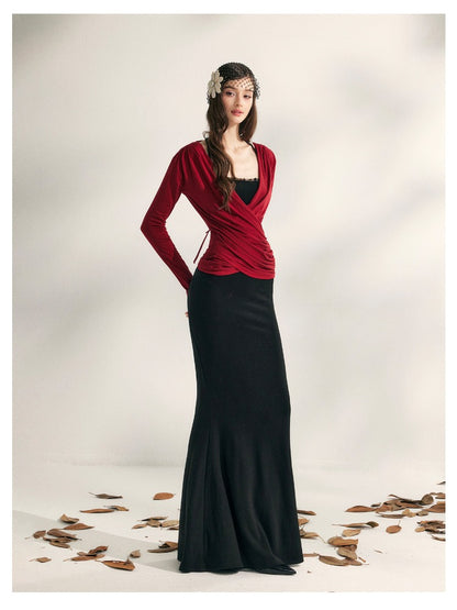 Beaded Halter Knit Fishtail Dress