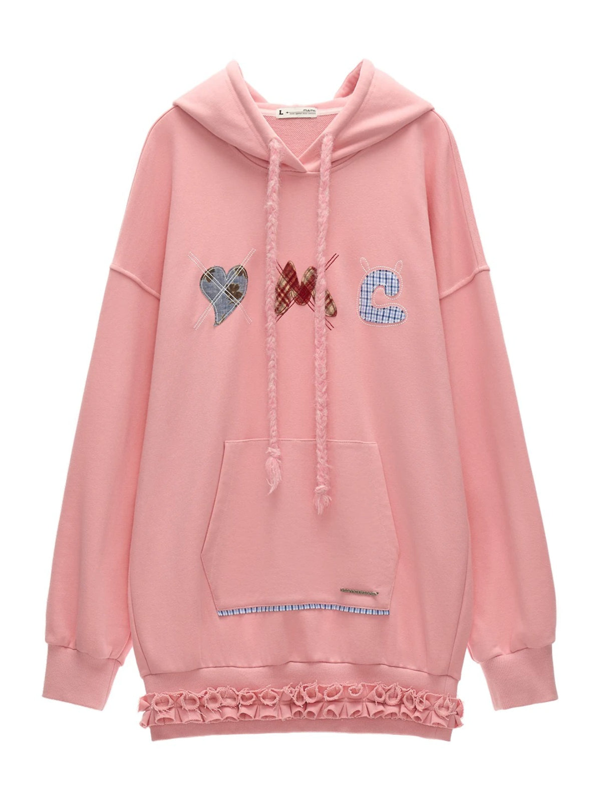Plaid Embroidered Hooded Sweatshirt Dress