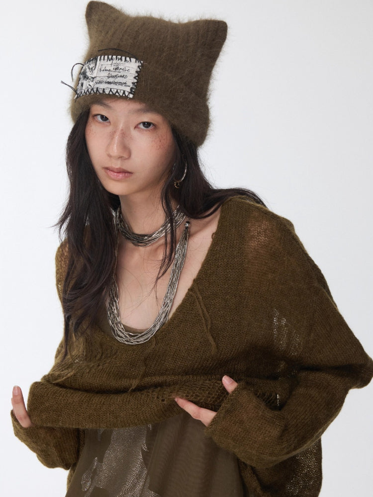 Mohair Star Cutout Sweater