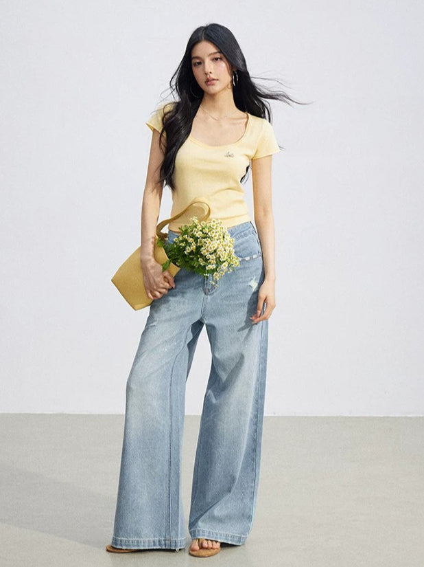 U-Neck Slim Basic Tee