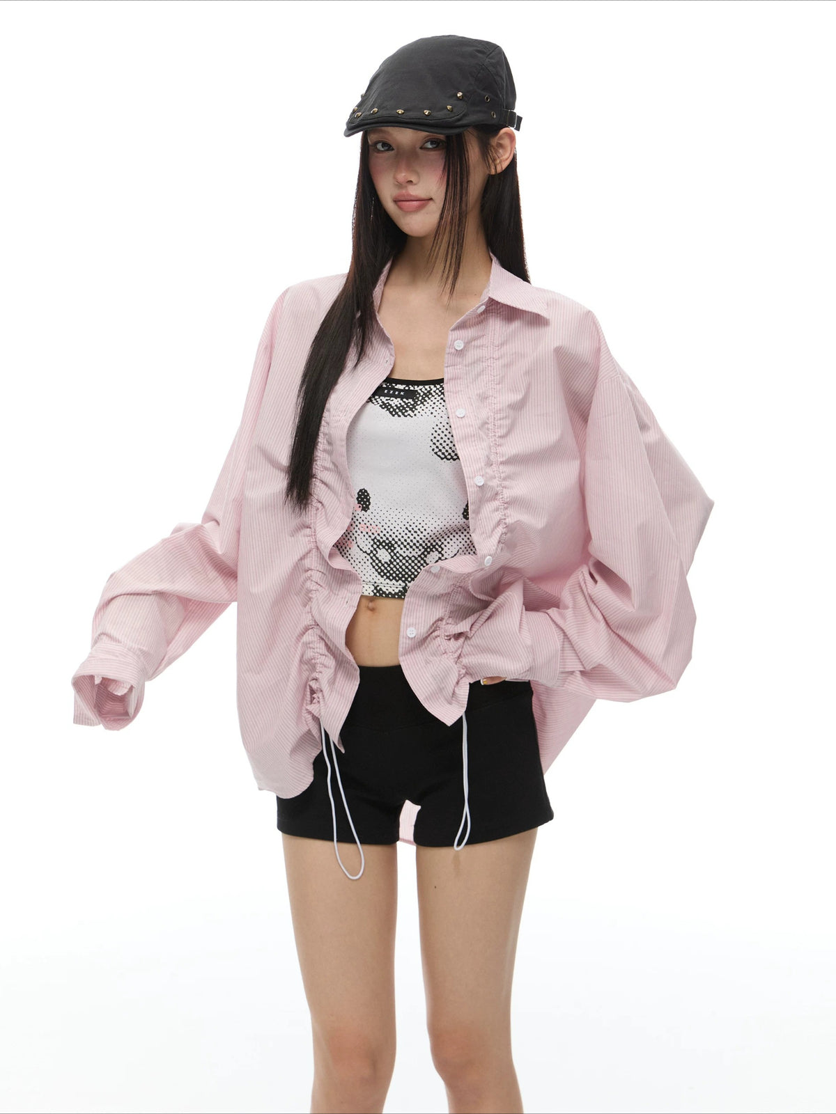 Stripe Drawstring Shirt