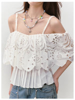 3D Hollow Embroidered Sleeveless T-shirt