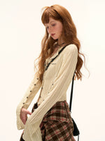 Striped Multi-Button Knit Cardigan