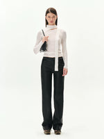 Diamond Embossed Straight Leather Pants