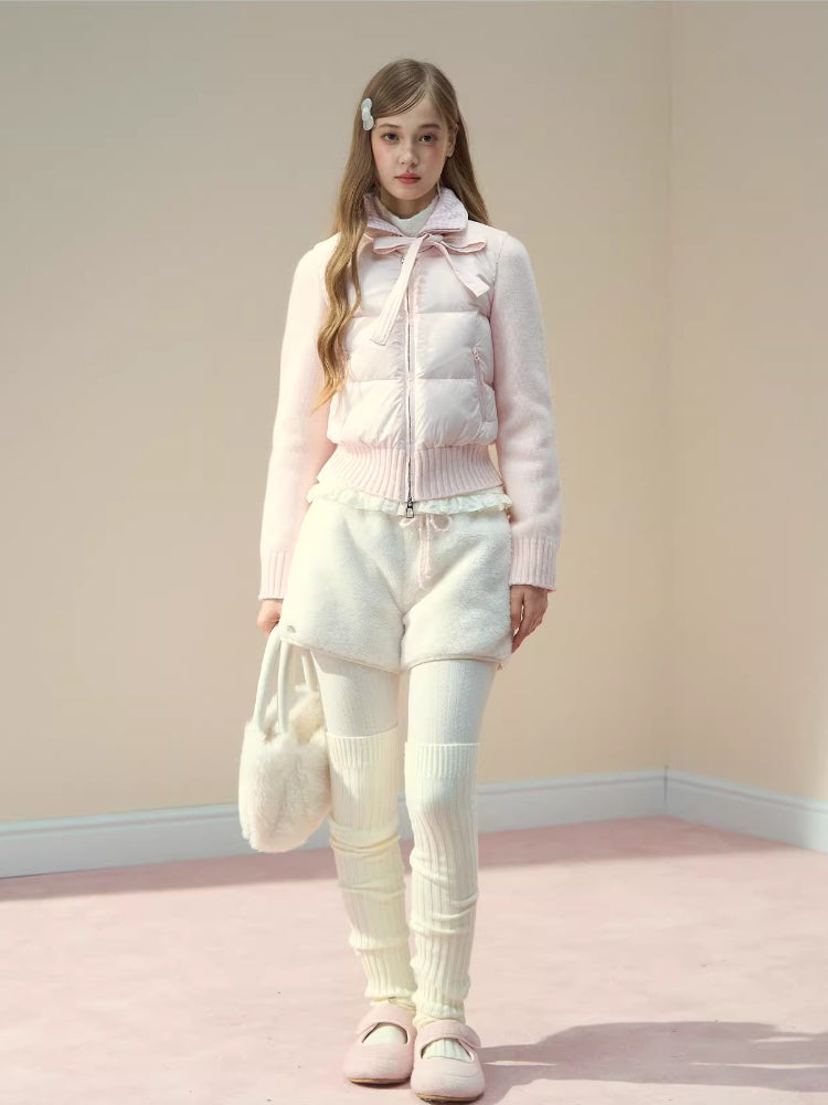 White Faux Shearling Winter Shorts