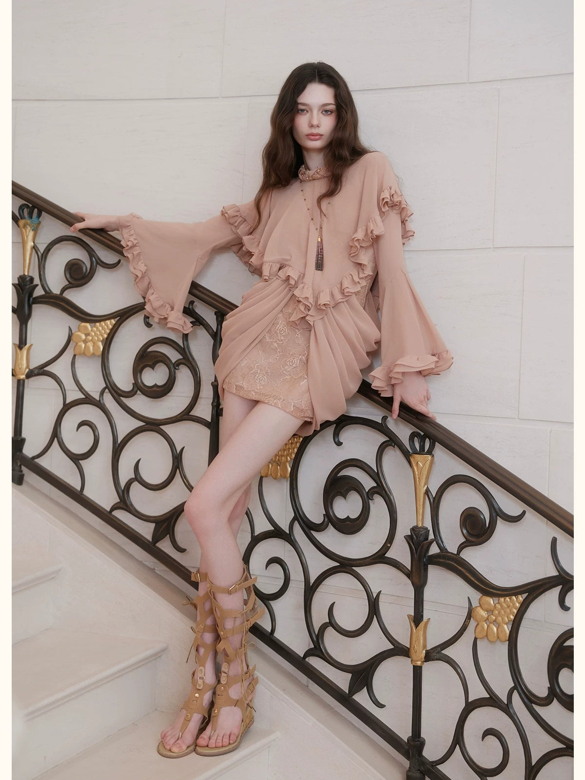 Twisted-Cord Cape Mini Dress