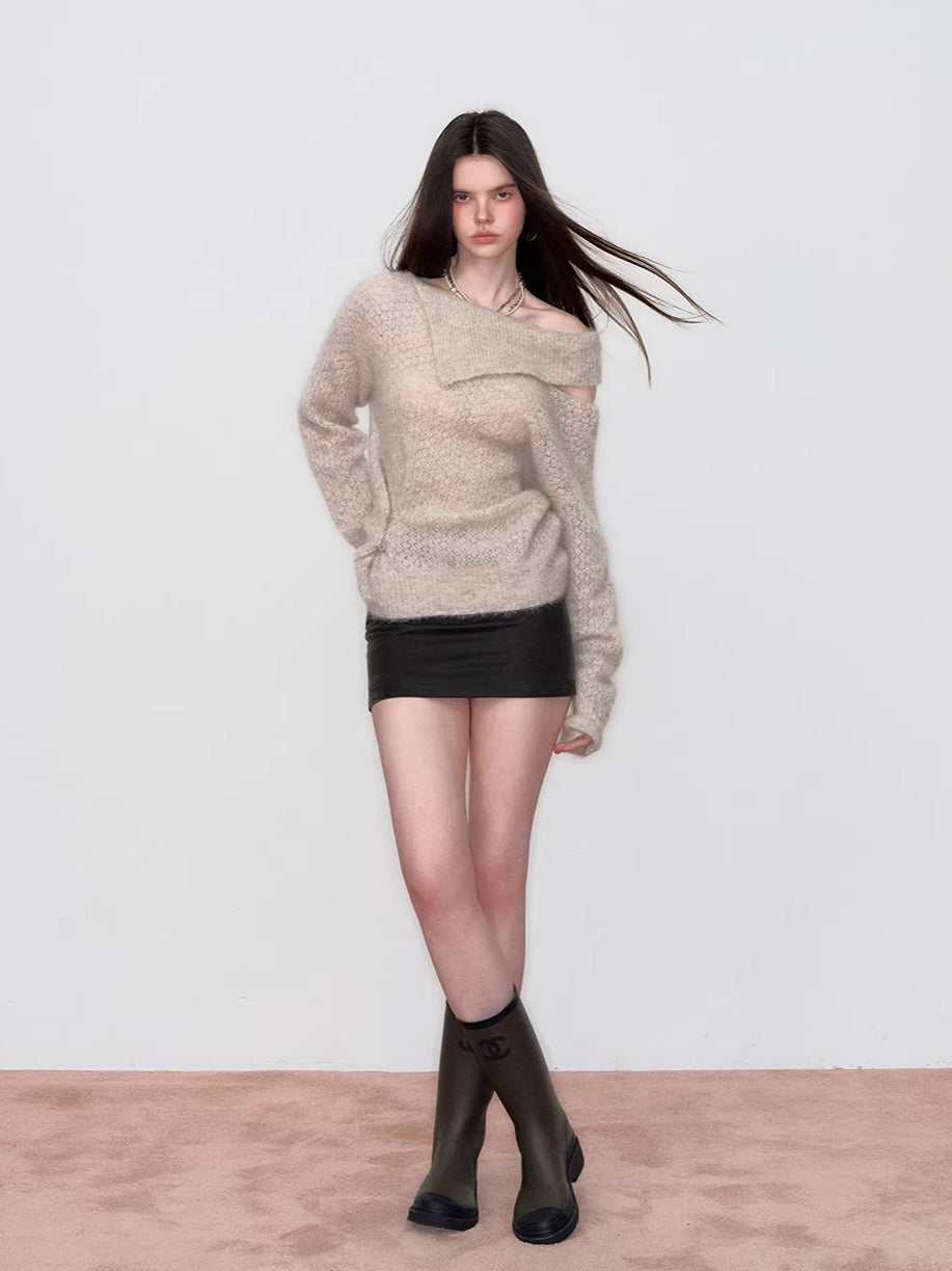 Double-Breasted PU Mini Skirt