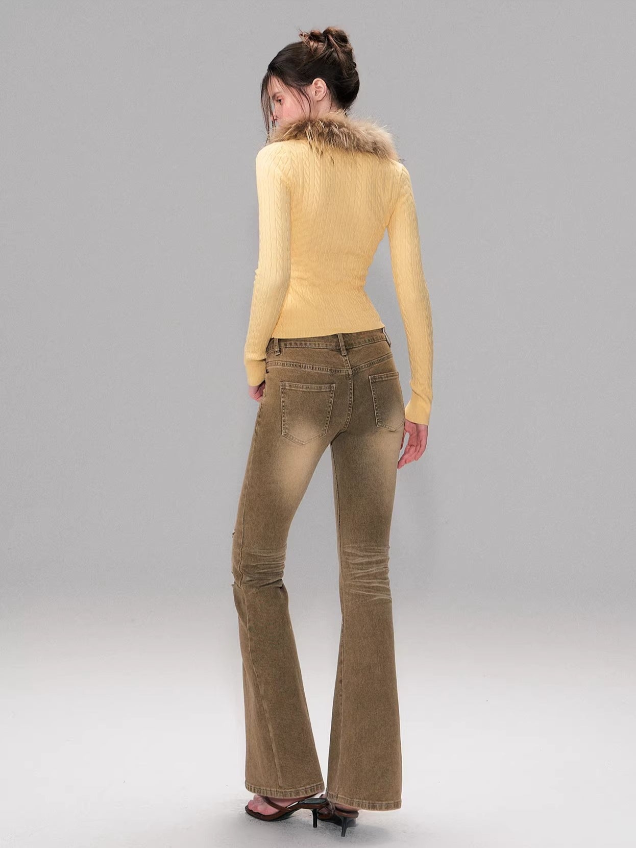 Detachable Fur Collar Knit Top