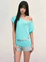 Asymmetric Shoulder Short-Sleeve Top