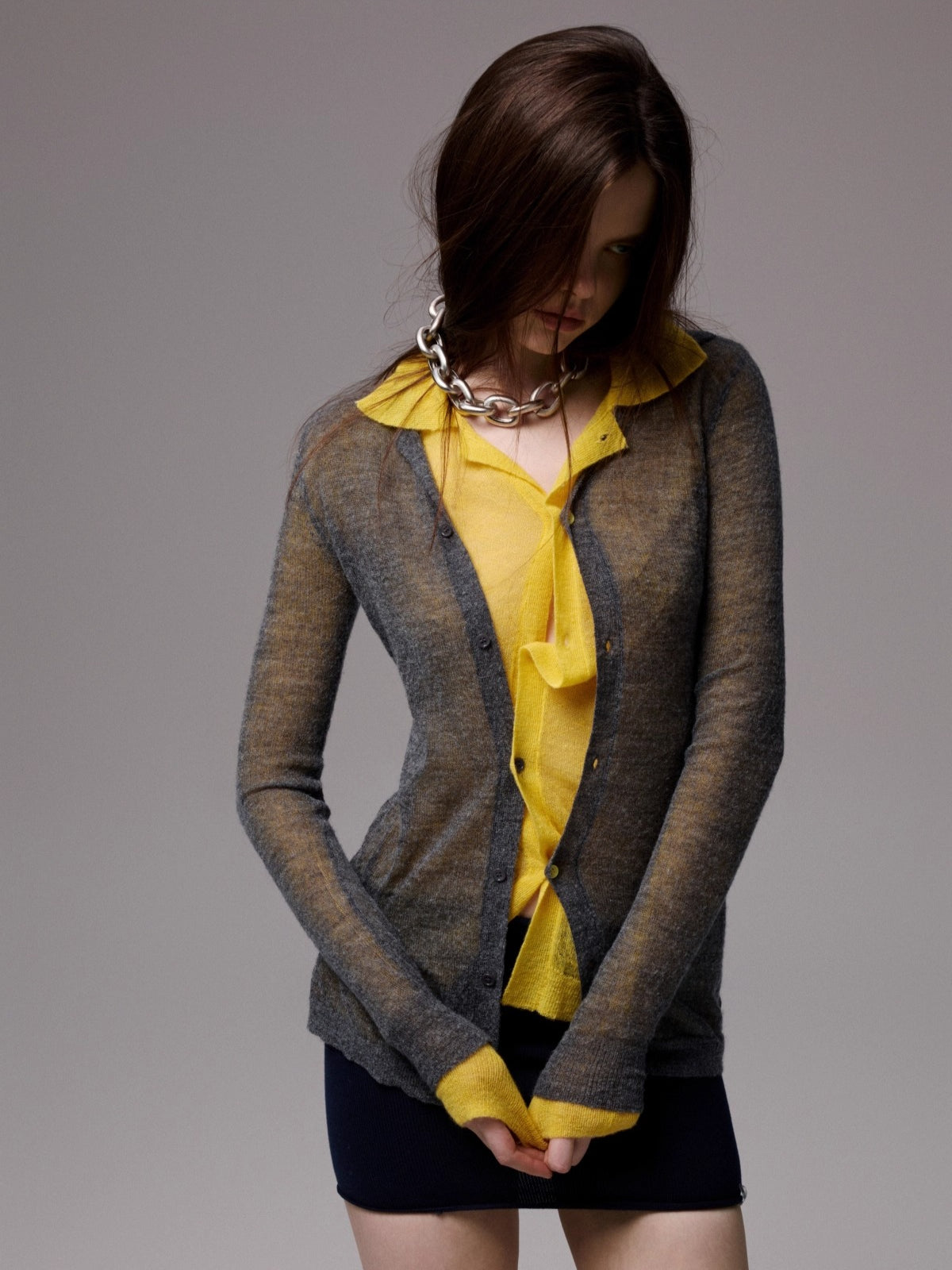 Mohair Slim Transparent Cardigan