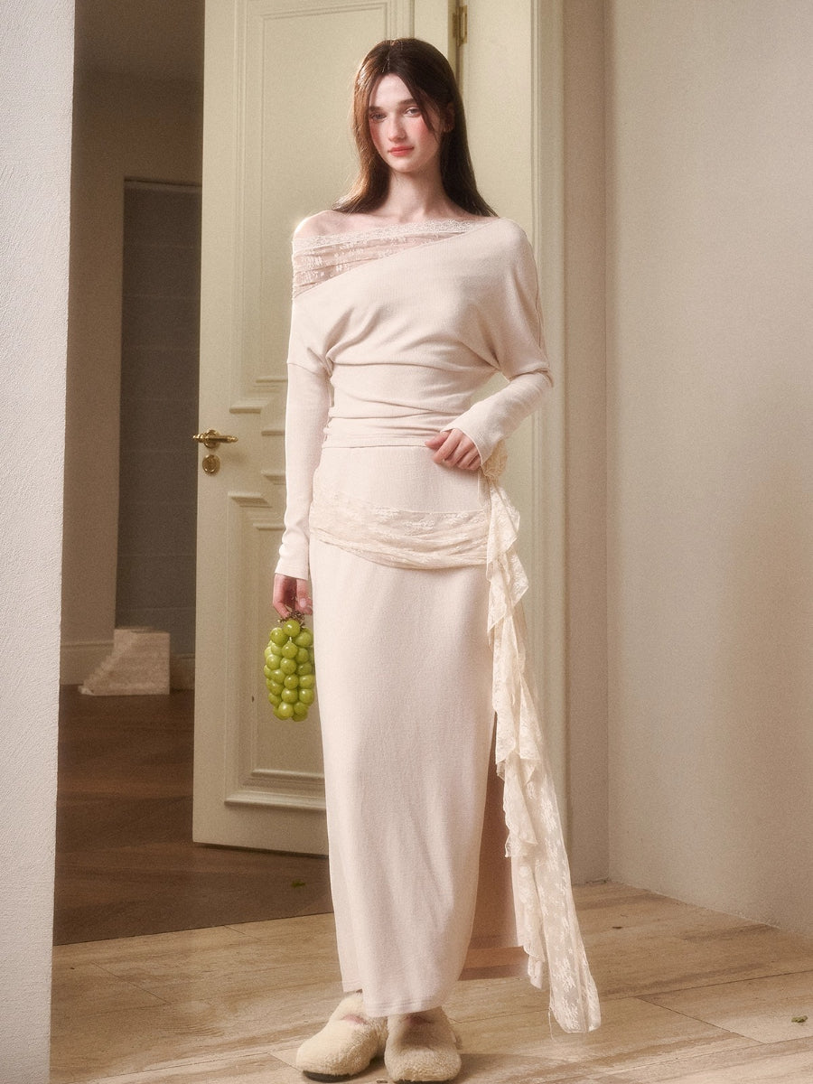 Breathe Lace Off-Shoulder Blouse &amp; Skirt Set