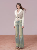 Faux Fur Panel Knitted Short Jacket