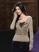 Faux Two-Piece Knit Top