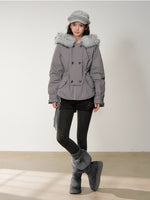 Faux Fur Collar Double-Breasted Down Parka