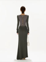 Ribbed Cutout Waist Dress