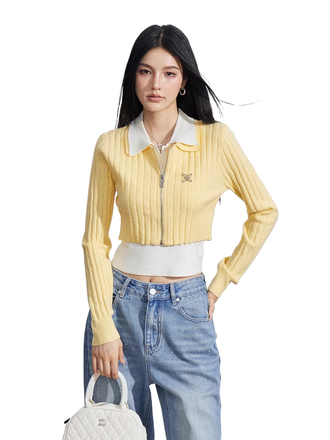 Contrast Polo Knit Set