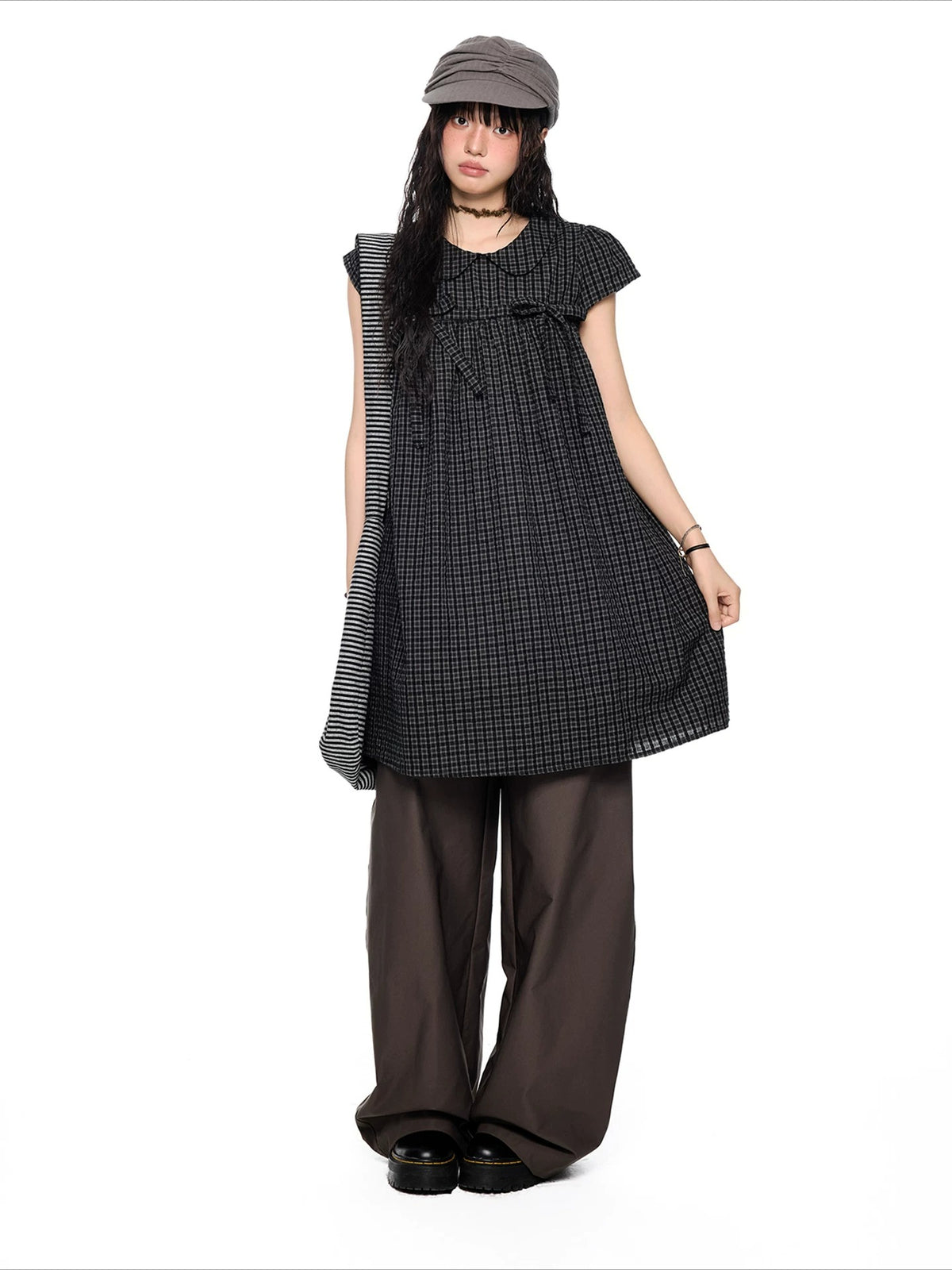 Plaid Peter Pan Top