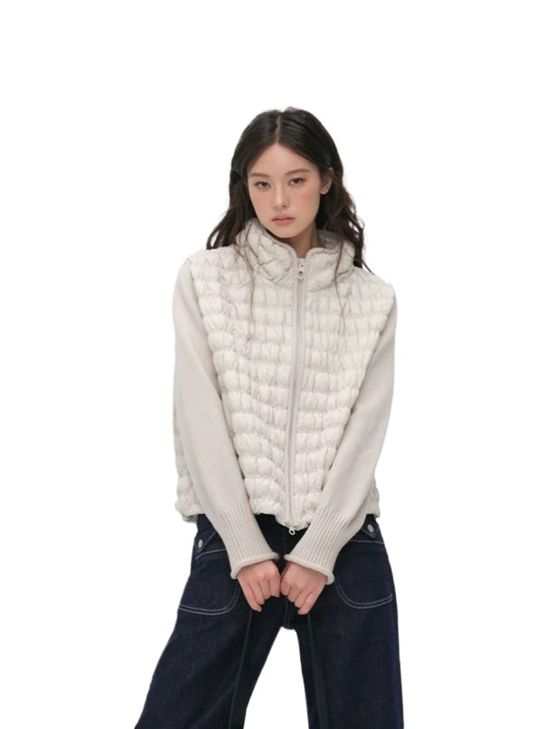 Quilted Down Knit Patchwork Jacket