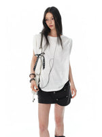 Textured Cotton Sleeveless T-Shirt