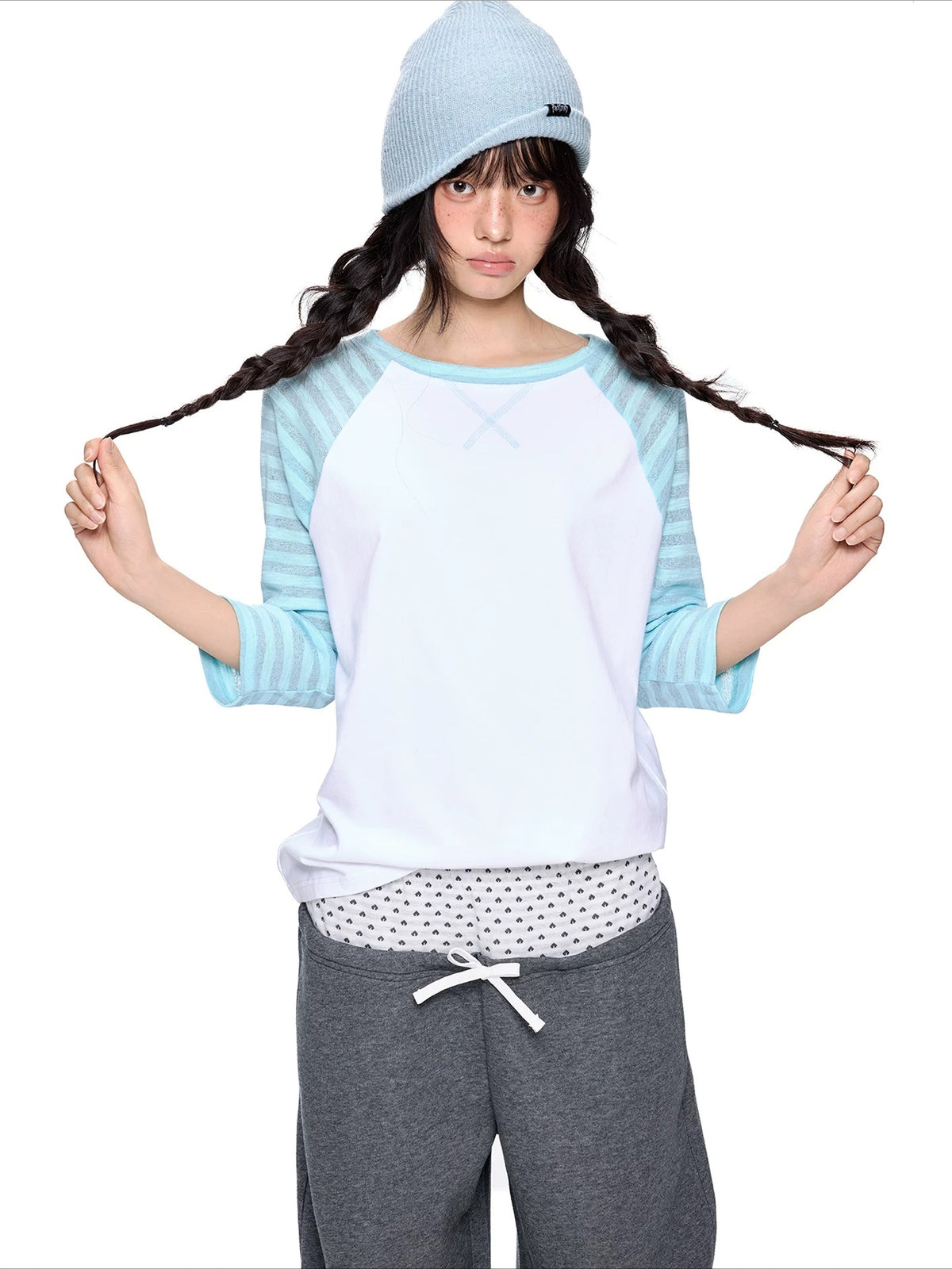 Contrast Stripe Dot Tee