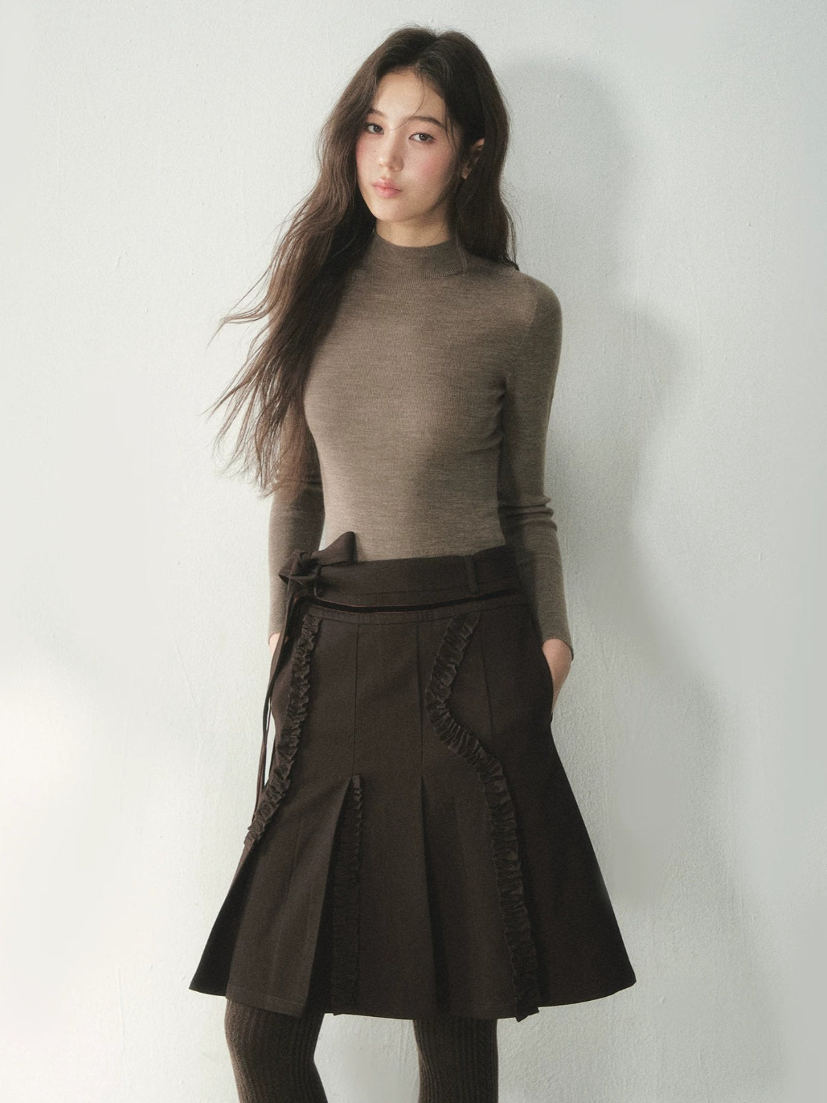 Pure Wool Mock Neck Knit Top