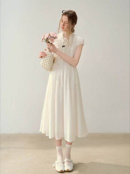 Acetate Ruffle Midi Dress