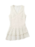 Cutout Jacquard V-Neck Tank