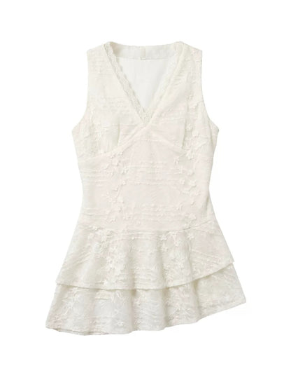 Cutout Jacquard V-Neck Tank