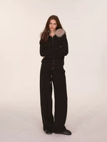 Fur Trim Knit Lounge Set