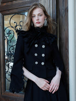 Mirage Vintage Lace-Collar Blazer & Flared Skirt Set