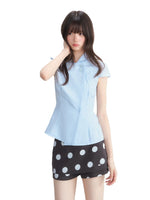 Light Blue Preppy Double-Breasted Shirt
