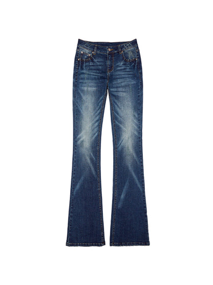 Dark Blue Low - Waist Denim Flared Pants