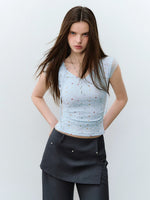 Mesh Panel V-Neck T-shirt