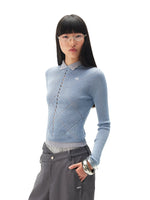 Contrast Collar Knit Layered Top