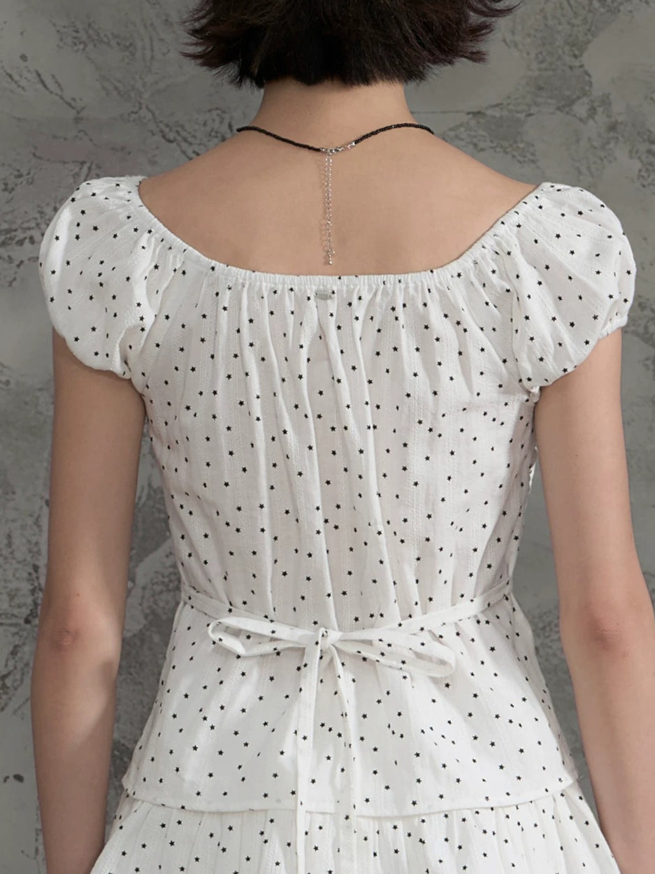 Star Print Crop Blouse