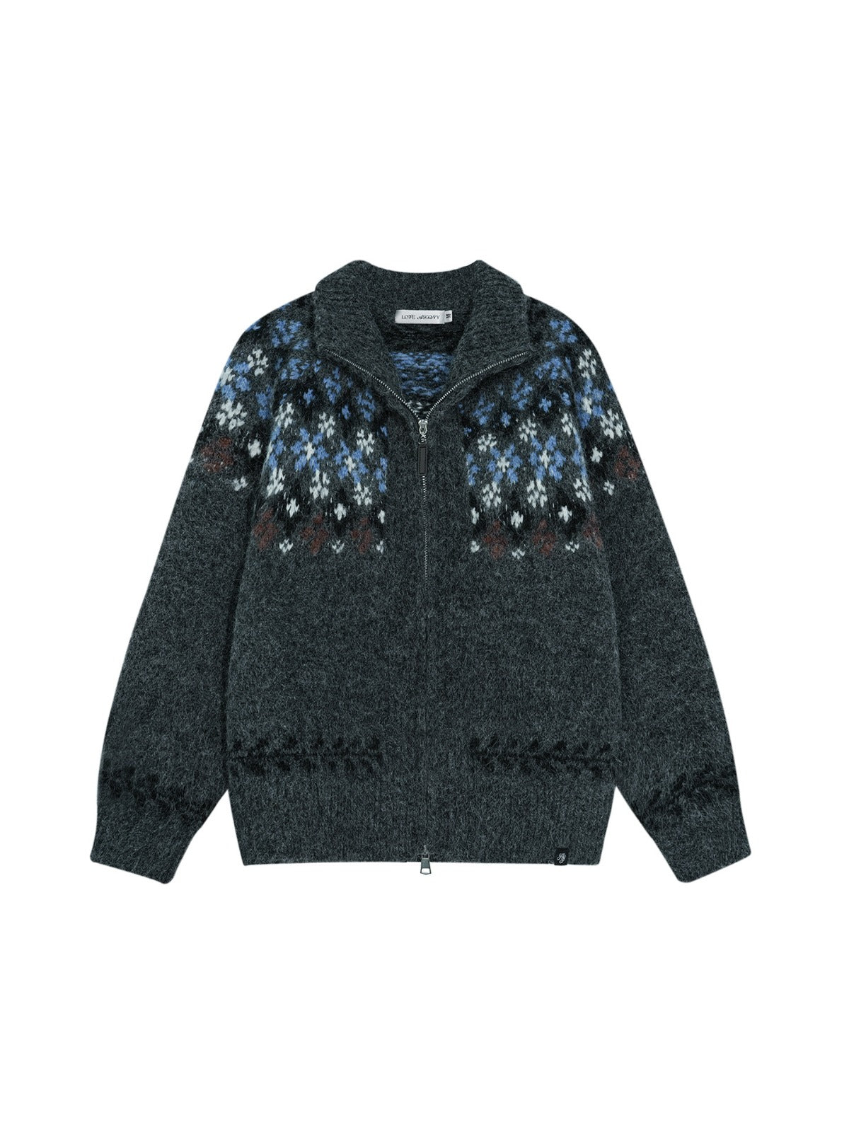Vintage Fair Isle Zip Cardigan