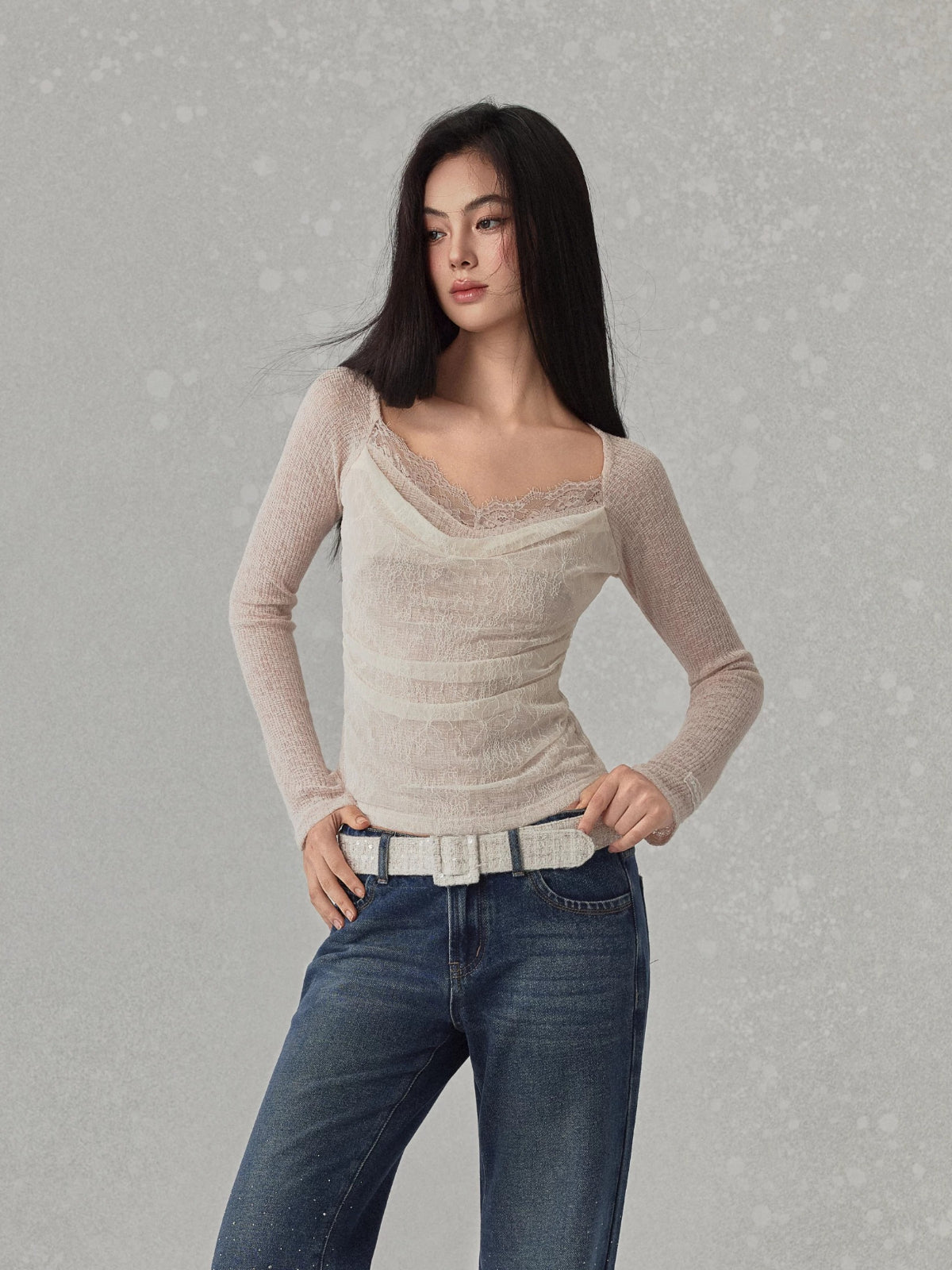 Lace Cowl Neck Top