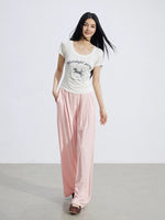 Lace Draped Wide-Leg Pants Set