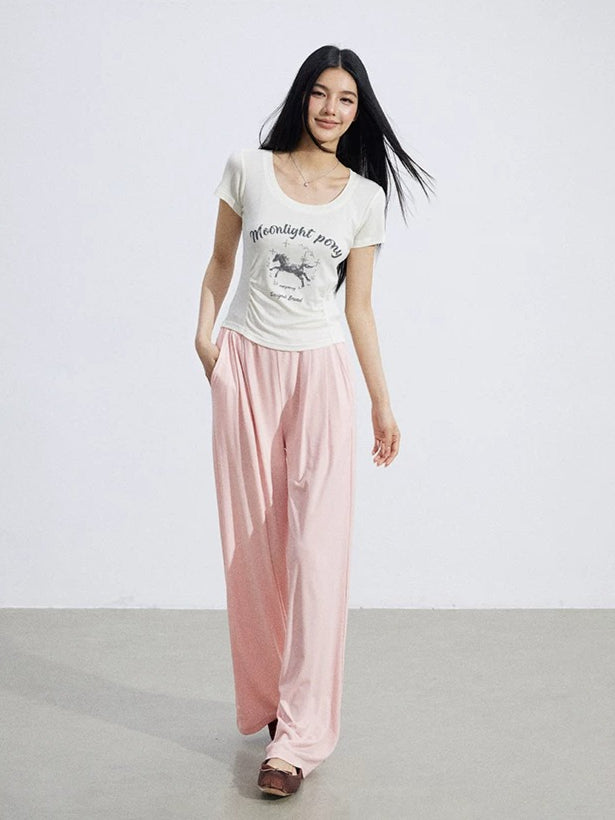 Lace Draped Wide-Leg Pants Set