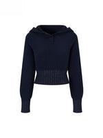 Hooded Ribbed Cropped Sweater