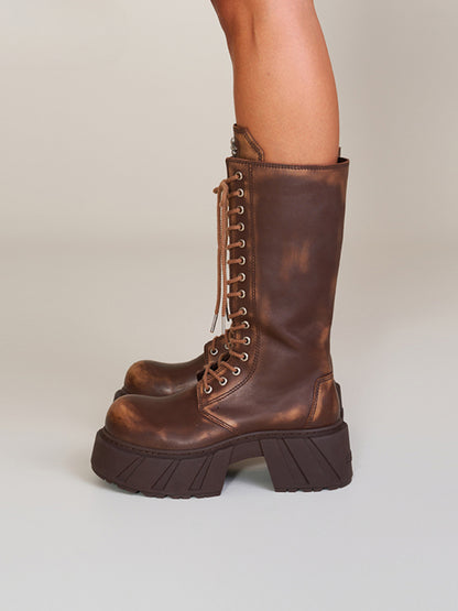 Future Mirage Leather Rider High Boots Ginger