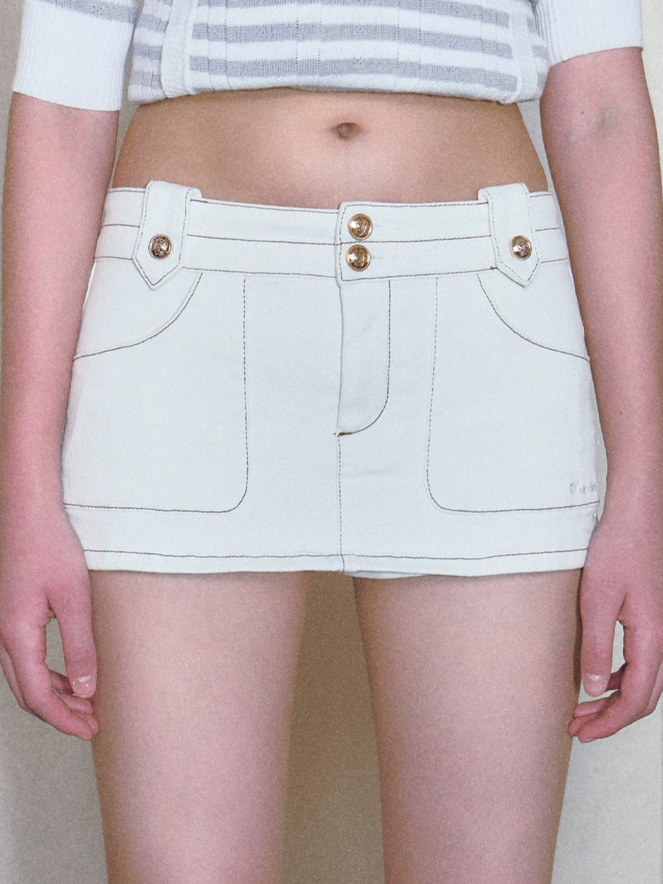 Contrast Stitch Mini Skort