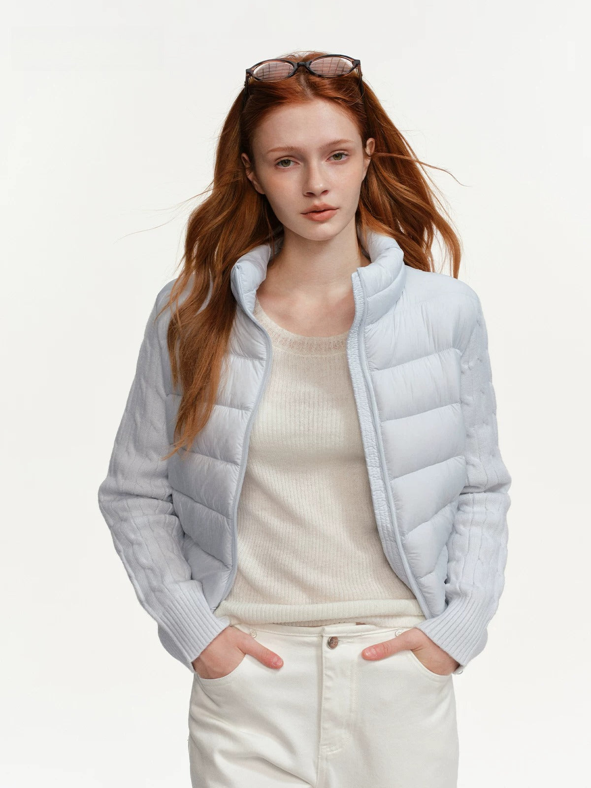Cable Knit Panel Down Jacket