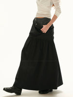 Vintage Plaid Layered Maxi Skirt