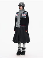 Black Contrast Stand Collar Cardigan